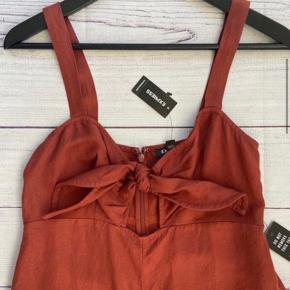 Express Linen blend tie front jumpsuit - Picture 6 of 6